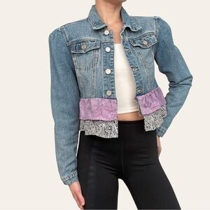 Boom Boom Jeans Dual Print Peplum Denim Jacket 💕